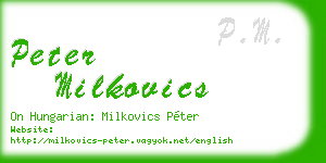 peter milkovics business card
