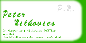 peter milkovics business card